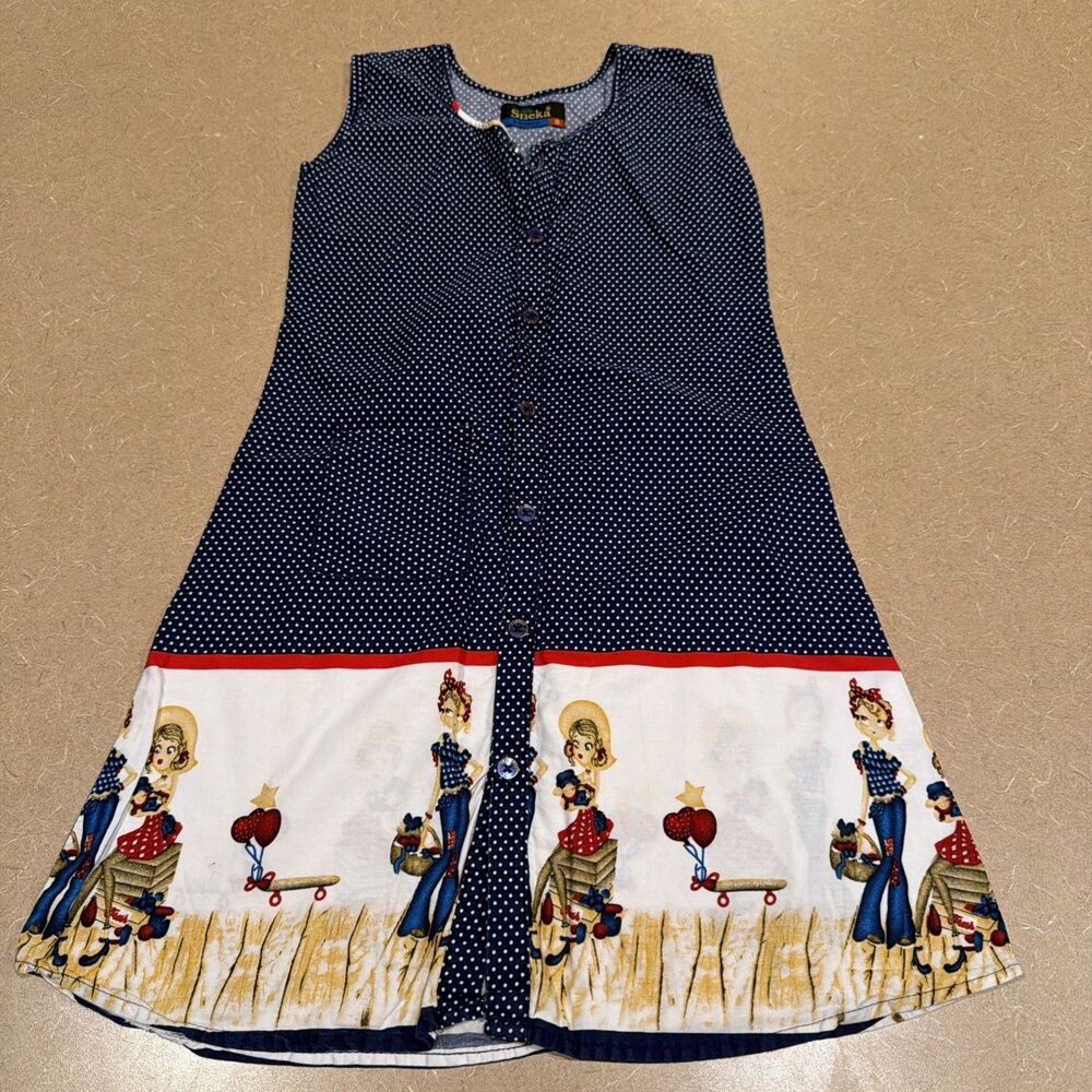 Vintage Girls Kids Clothing Dress Frock Front Pocket Since Tie Back - Cowgirls 8